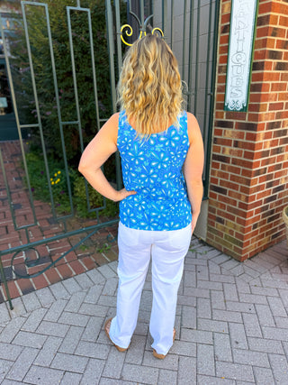 Beachtime by Lulu B Periwinkle Flower Power Basic Tank