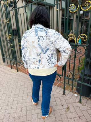 Driftwood Garden Printed Linen Blend Jacket