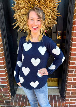 Lulu B Navy Hearts Sweater