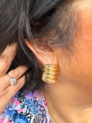 Gold Chunky Wavy Earrings