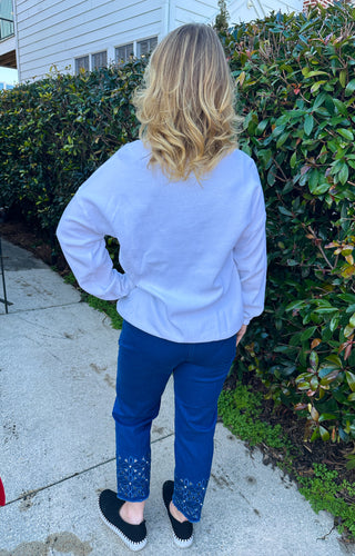 Cotton Lani White Fish Cotton Sweater