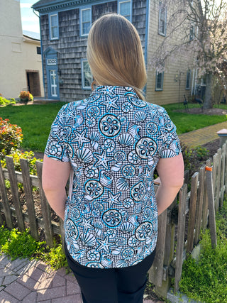 Lulu B Black Gingham Shells Short Sleeve Collar Top