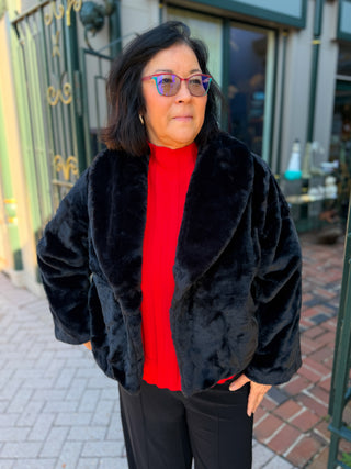 Olivia by Habitat Faux Fur Swing Jacket Black