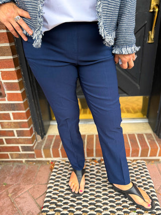 Bangladine by Lulu B Navy Pull-On Ankle Pant