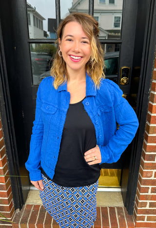 Lulu B Blue Linen Jacket
