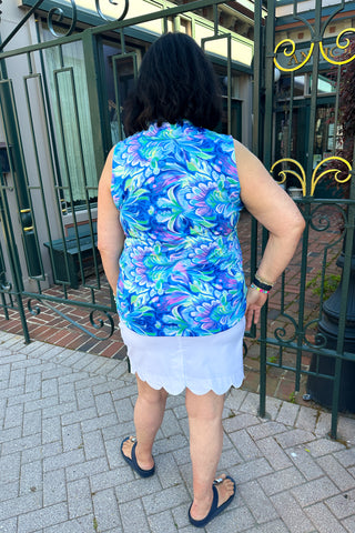 Tango Mango Pastel Flower Sleeveless Collar Top