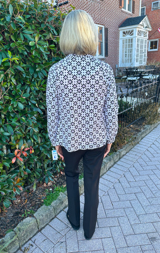 Beachtime by Lulu B Black and Stone Flower Full Zip Jacket