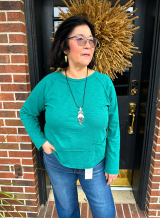 Escape by Habitat Emerald Pocket Pullover Cotton Top