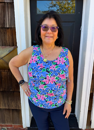 Beachtime by Lulu B Multi Floral Basic Tank