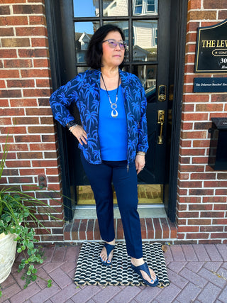 Beachtime by Lulu B Blue Palms Full Zip Jacket