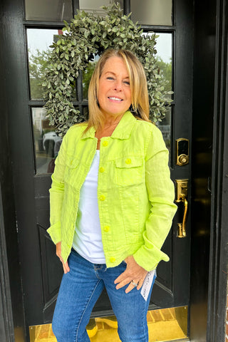 Lulu B Key Lime Linen Jacket