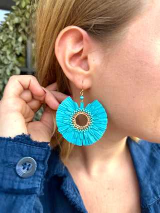 Blue Ruffle Earrings