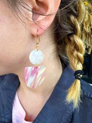 Pink Acrylic Drop Earrings