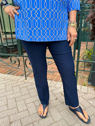 Bangladine by Lulu B Navy Pull-On Ankle Pant