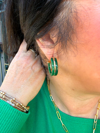 Green Hoop Earrings
