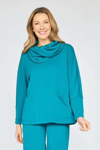 Olivia by Habitat Draped Cowl Neck Pocket Tunic Teal 4