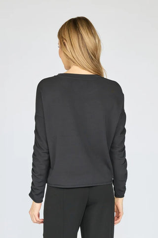 Olivia by Habitat Black Ruched Long Sleeve Top