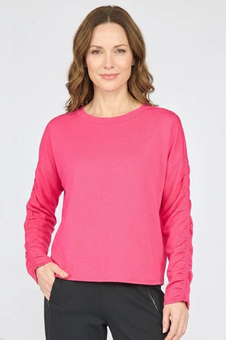 Olivia by Habitat Magenta Ruched Long Sleeve Top