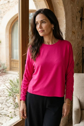 Olivia by Habitat Magenta Ruched Long Sleeve Top