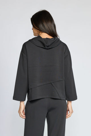 Olivia by Habitat Draped Collar Asymmetrical Hem Knit Top Black 4
