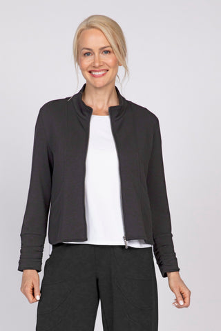 Olivia by Habitat Zip Front Mock Neck Knit Jacket Black 2
