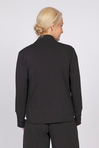 Olivia by Habitat Zip Front Mock Neck Knit Jacket Black 4