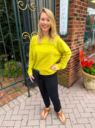 Escape by Habitat Citron French Terry Raw Edge Boxy Pullover