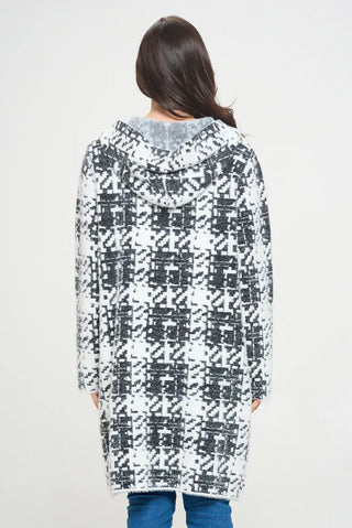 Matrix Plaid Hoodie Sweater Coat