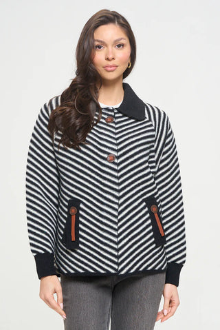 Modern Chevron Short Sweater Coat