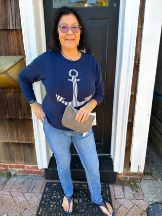 Lulu B Navy Anchor Sweater