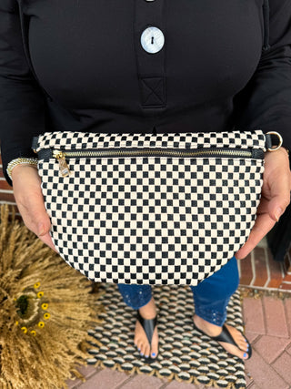 Westlyn Woven Black Checkered Bag