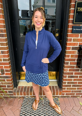 Beachtime by Lulu B Navy Daisy 2-Pocket Skort