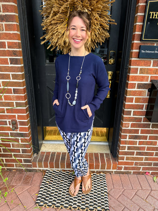 Lulu B Neutral Mosaic Secret Pocket Capri Legging