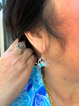Two Blue Crab Earrings