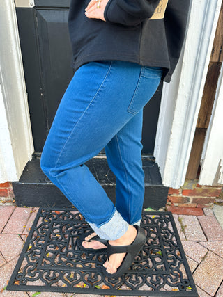 Lulu B Denim Rhinestone Cuff Pull on Jean