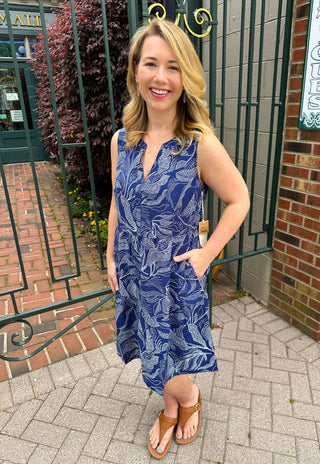 Escape by Habitat Regatta Navy Leaves Paradise Dress