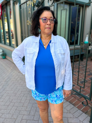 Lulu B Coastal Fish UPF 50+ 5" Shorts with Pockets