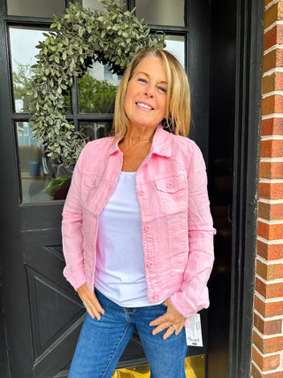 Lulu B Clearwater Light Pink Linen Jacket