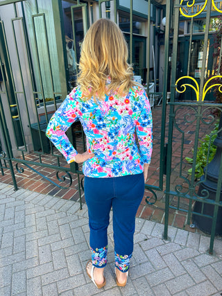 Lulu B Ruffle Neck Tropical Dragonfly Top