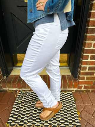 Lulu B Denim Fringe Pant White