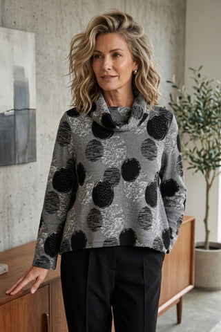 Olivia by Habitat Dot Jacquard Cowl Neck Top Ivory