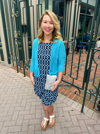 Lulu B Clear Turquoise Lightweight Cardigan