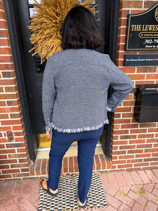 Lulu B Navy Fringe Cardigan