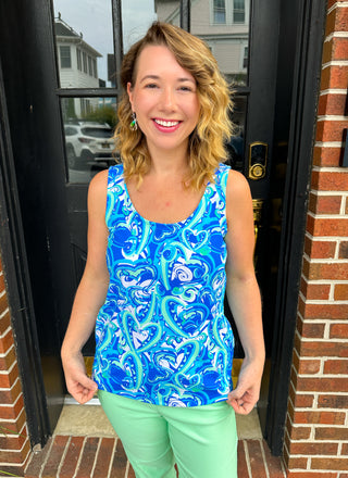Lulu B Blue Hearts Basic Tank