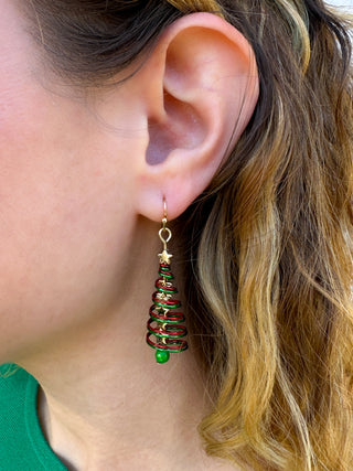 Spiral Christmas Tree Earrings