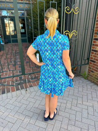 Beachtime by Lulu B Short Sleeve Quarter Zip Ruffle Dress