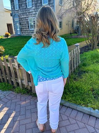 Lulu B Denim Fringe Capri White