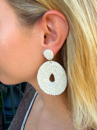Large Oval Beaded Earrings