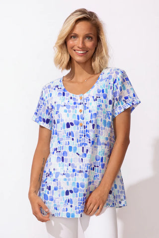 Escape by Habitat Regatta Rayon Blue Sea Glass Pleated Pullover