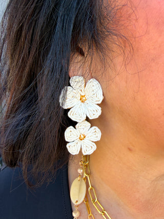 Cream Flower Earrings